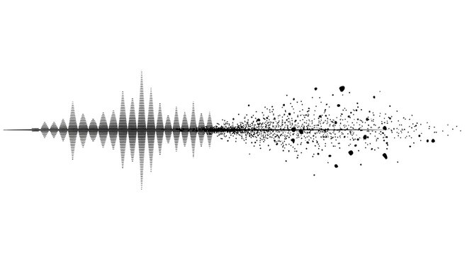 Sound wave dissolving into particles.