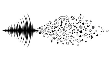 Sound wave turning into music symbols. © Shal_Kafa_Alfattah