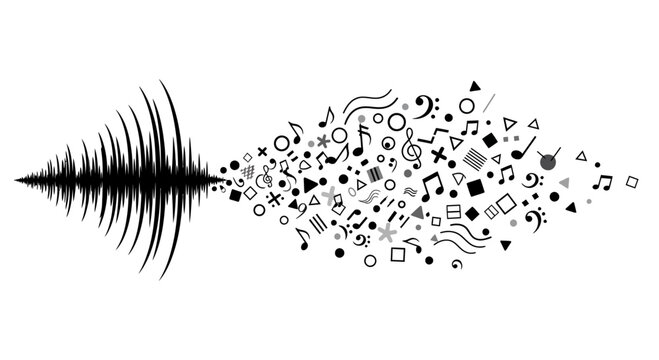 Sound wave turning into music symbols.