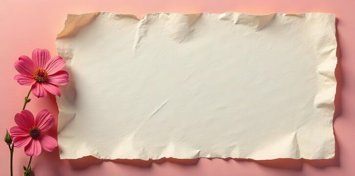Gentle pink blossoms adorn aged parchment inviting heartfelt messages and cherished thoughts for a special occasion