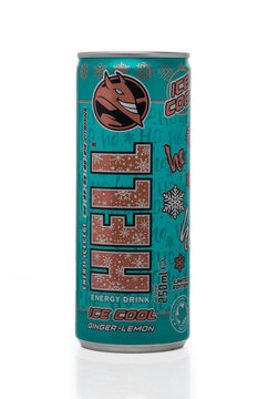 Gaziveren Cyprus -23.11.2024 Hell Energy Drink Unique ginger-lemon energy drink offers refreshing taste and energy boost under striking packaging design