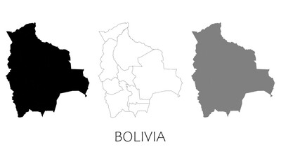 Obraz premium Bolivia map in high quality (black, white, grey)