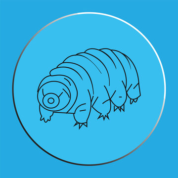 Minimalist Tardigrade Vector Illustration - Water Bear Line Art for Coloring Page and Science Education