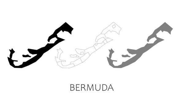 Bermuda map in high quality (black, white, grey)