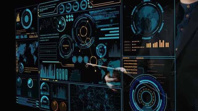 Explore a detailed digital dashboard showcasing data analytics and interactive charts. Ideal for illustrating business insights, technology trends, and global market analysis. Cipher