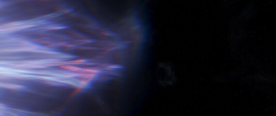 Colorful Aurora Over Planet Limb in Deep Space — 3d Rendering of Cosmic Light Streams © edb3_16