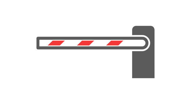 Flat Vector Icon of a Closed Security Parking Barrier Gate.