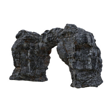 Rock Arch Stone Formation Isolated On White Background 3D Rendering