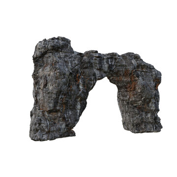 Isolated Rock Arch Stone Formation On White Background 3D Rendering Realistic Texture