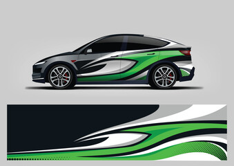Fototapeta premium Green and white Racing Stripe Background for Car Wrap Design