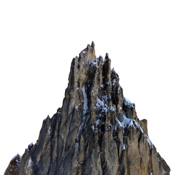 Dramatic Snow Topped Mountain Peak 3D Rendering of Jagged Rocky Alpine Summit in Isolation