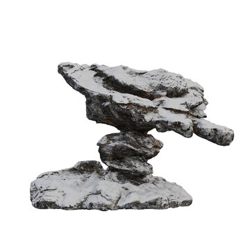 Snow Covered Rock Formation 3D Rendering Isolated Stone Cliff With Textured Winter Surface