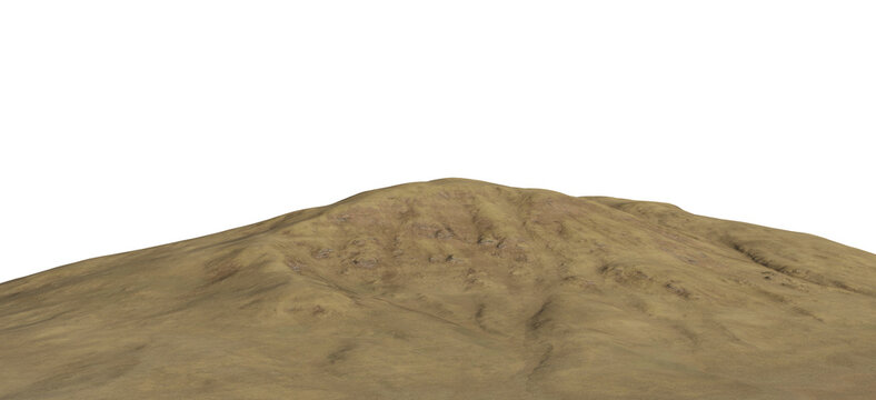 3D Rendering Of A Barren Dry Hill Landscape With Rolling Desert Terrain And Earth Tones