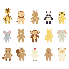 Fototapeta premium かわいい動物の全身イラストのセット