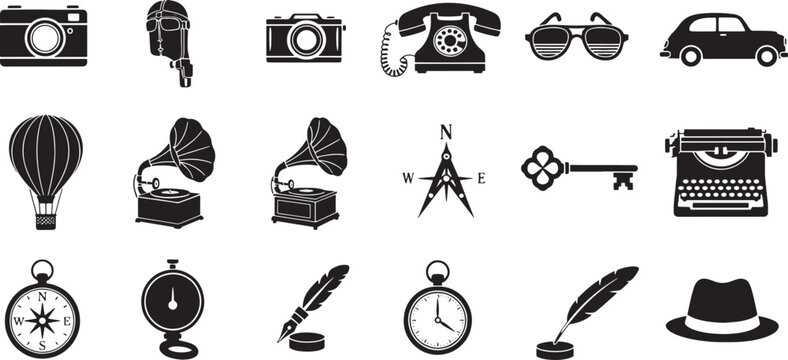 Collection of vintage including cameras gramophones telephone car and hat vintage camera old camera pilot