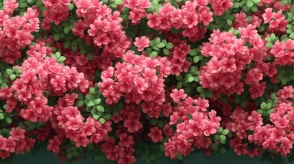 Fototapeta premium Vibrant Pink Flowers with Green Leaves Creating a Lush and Lively Floral Background for Nature, Gardening, and Spring Themes