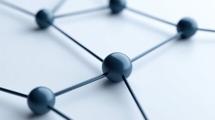 Fototapeta premium Abstract representation of molecular structure with connected spheres and lines against a clean background symbolizing scientific innovation and technology themes