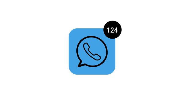 Messaging Icon on Blue Background with Notification Counter Animation
