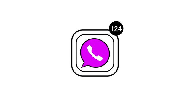 Chat Application Icon with Double Frame and Notification Badge Animation