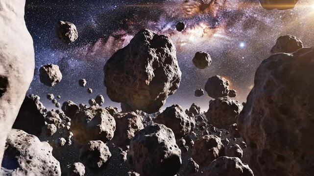 Asteroids in cosmic background.