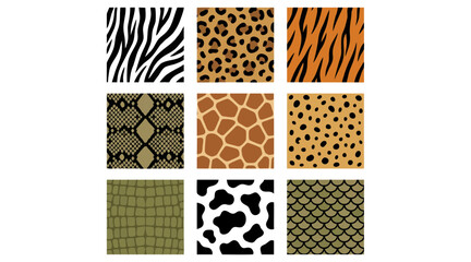 This captivating collection of vector graphic illustrations showcases a variety of seamless animal skin patterns and reptile scales for creative design projects. © Ibnu Gazali