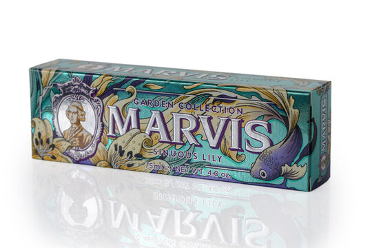24 February 2026 Tbilisi, Georgia Marvis Sinuous Lily Toothpaste Garden Collection Tube Isolated on White Background