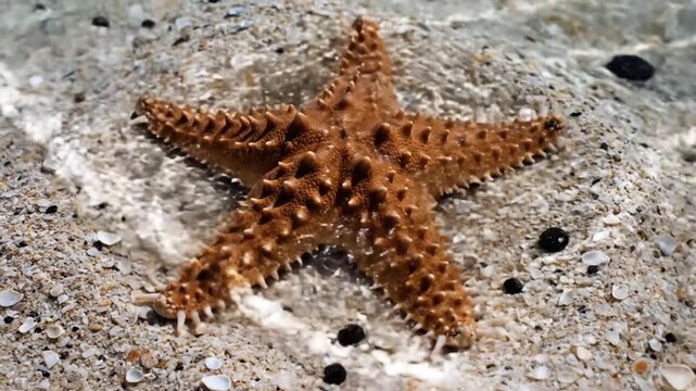 Starfish on sandy beach.