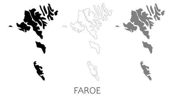 Faroe Islands map in high quality (black, white, grey)