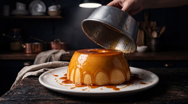 Brazilian Pudim Being Unmolded