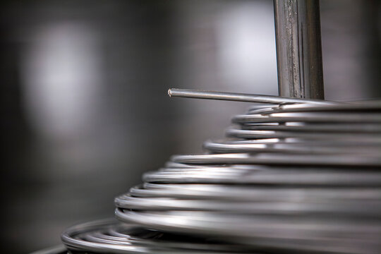 close up of metal wire end of spiral