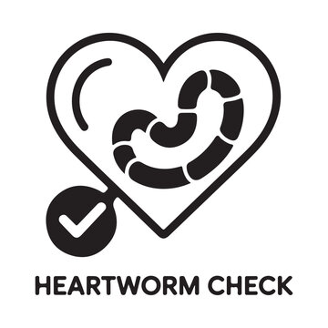 Heartworm check icon black outline with internal worm shape