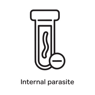 Test tube icon with parasite black line art on white