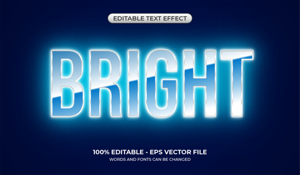 3D Bright text effect with neon light. Editable text glows in the dark