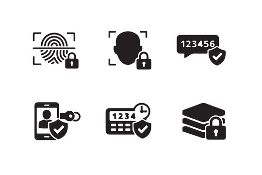 multi factor authentication icons set on transparent background high quality professional detailed modern
