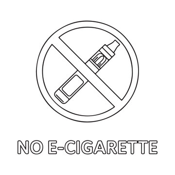 No e cigarette sign prohibition symbol with vaping device line art