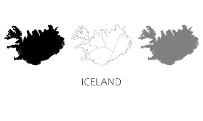 Fototapeta premium Iceland map in high quality (black, white, grey)