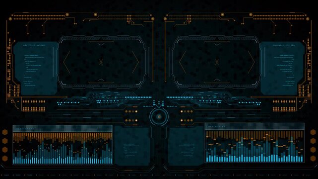 Sci-Fi Digital Dashboard HUD Display with Animated UI Graphics
