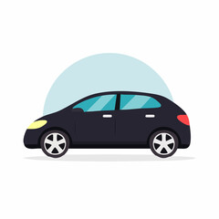 Obraz premium Flat Design Black Hatchback Car Illustration