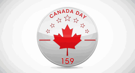 Obraz premium Canada Day Celebration Coin with Maple Leaf and Stars, 159th Anniversary