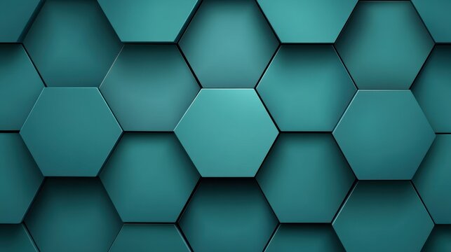 Textured teal hexagonal pattern background with three-dimensional effect for use in creative designs and abstract art projects.
