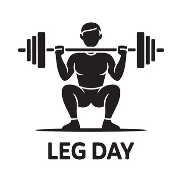 Weightlifter silhouette performing squat with barbell leg day graphic