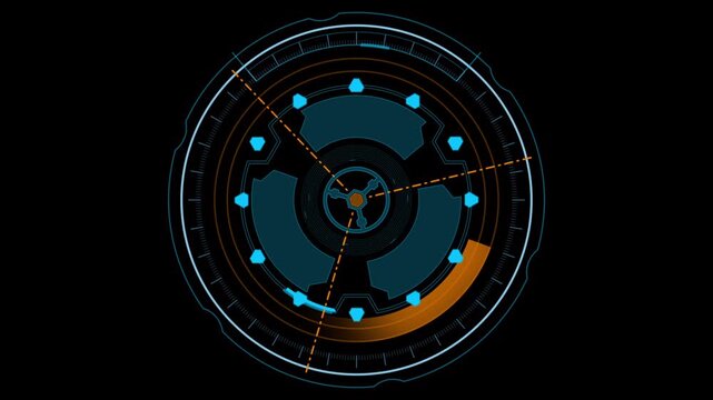 Futuristic HUD Circle Elements Animation with Rotating Data Rings
