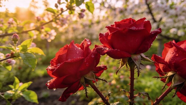 close-up of roses on a spring day