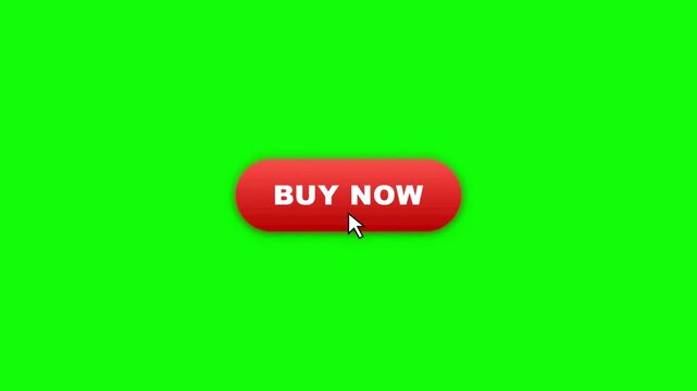Clickable Red Buy Now Button Animation on Chroma Key Background