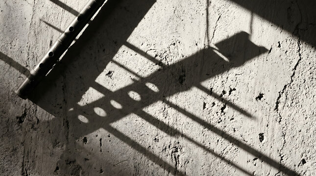 Artistic shadow of suling flute, perfect for modern design, abstract backgrounds, and cultural concept visuals.
