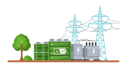 Battery energy storage system station with power grid transformers. © Nasoha_Alhabib