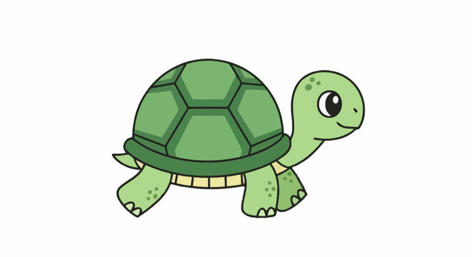Cute Cartoon Turtle Character Walking Forward