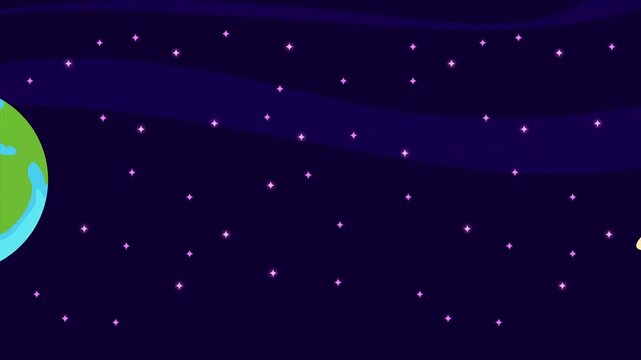Space planets slider showing different colorful worlds orbiting in a starry dark universe.
