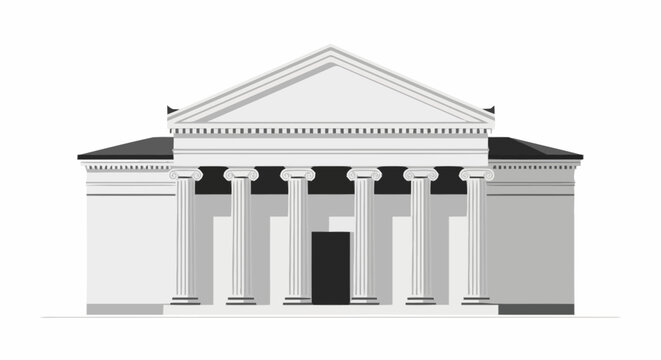 Classical Architecture Building Facade with Columns and Pediment