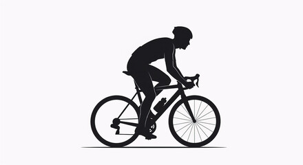 Obraz premium Black silhouette of a cyclist on a road bike in a racing position. Perfect for cycling event graphics and fitness content.